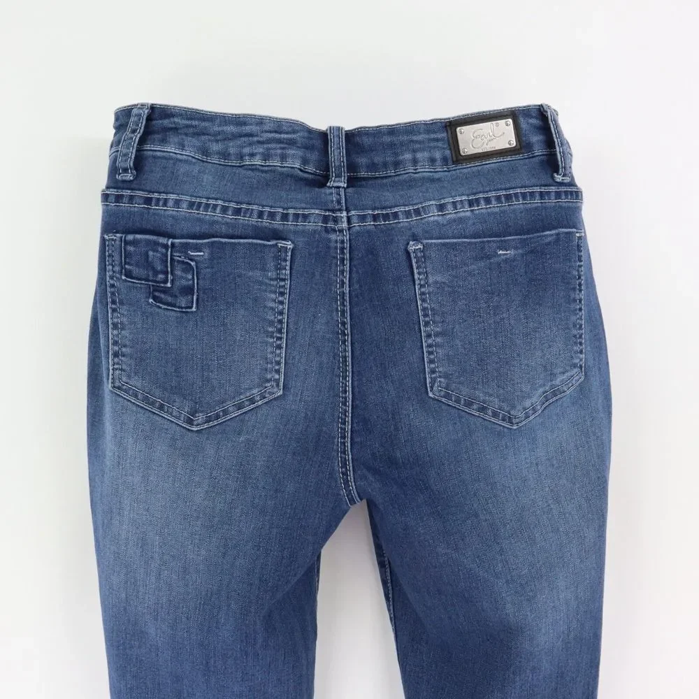 Earl‎ Jean Skinny Jeans Patchwork Design Womens 8 Blue Mid Rise Stretch